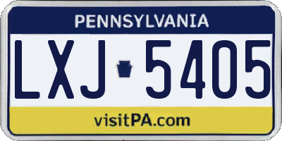 PA license plate LXJ5405