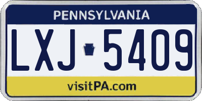 PA license plate LXJ5409
