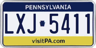 PA license plate LXJ5411