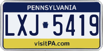 PA license plate LXJ5419