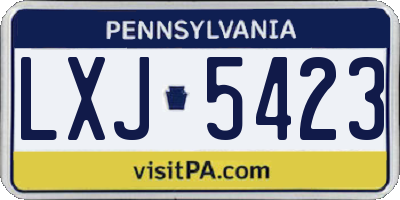 PA license plate LXJ5423