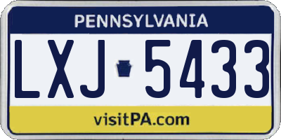 PA license plate LXJ5433