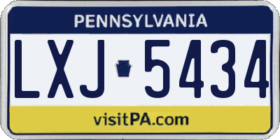 PA license plate LXJ5434