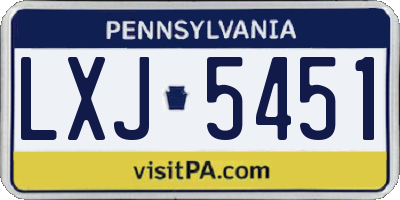 PA license plate LXJ5451