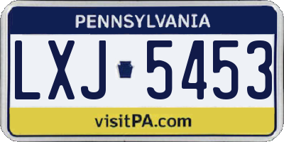 PA license plate LXJ5453