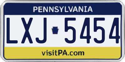 PA license plate LXJ5454