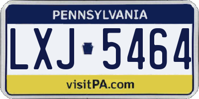 PA license plate LXJ5464