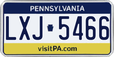 PA license plate LXJ5466