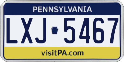 PA license plate LXJ5467