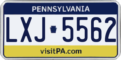 PA license plate LXJ5562