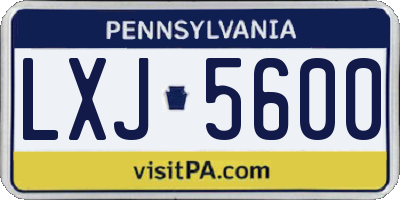 PA license plate LXJ5600