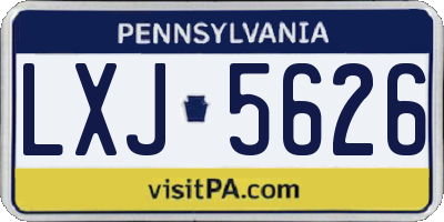 PA license plate LXJ5626