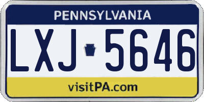 PA license plate LXJ5646