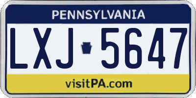 PA license plate LXJ5647