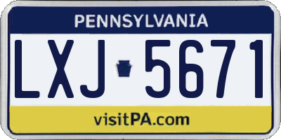 PA license plate LXJ5671