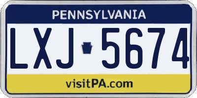 PA license plate LXJ5674