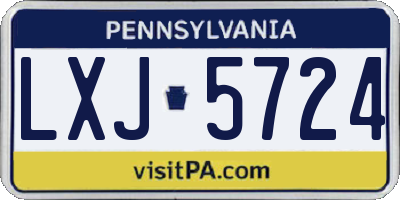 PA license plate LXJ5724