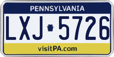 PA license plate LXJ5726