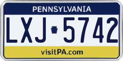 PA license plate LXJ5742