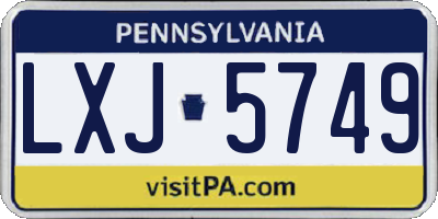 PA license plate LXJ5749