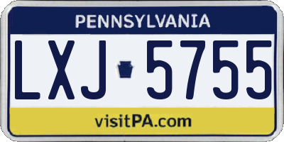 PA license plate LXJ5755