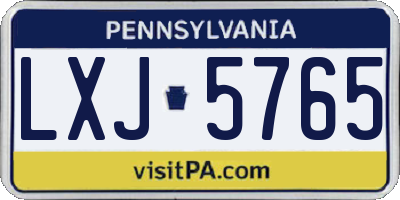 PA license plate LXJ5765