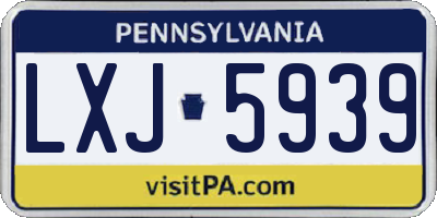 PA license plate LXJ5939