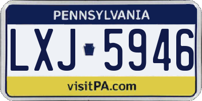 PA license plate LXJ5946