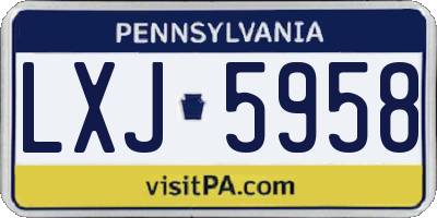 PA license plate LXJ5958