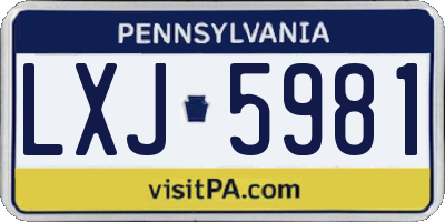 PA license plate LXJ5981