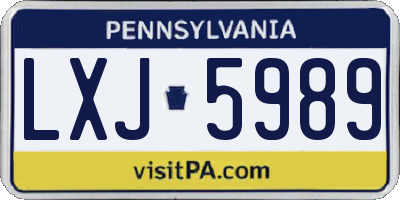 PA license plate LXJ5989