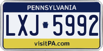 PA license plate LXJ5992