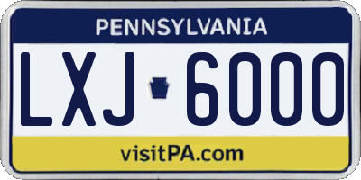 PA license plate LXJ6000