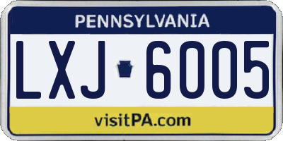 PA license plate LXJ6005
