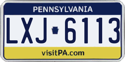 PA license plate LXJ6113