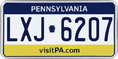 PA license plate LXJ6207
