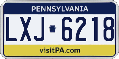 PA license plate LXJ6218