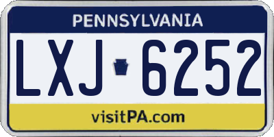 PA license plate LXJ6252