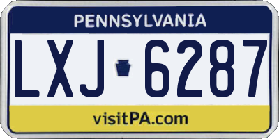 PA license plate LXJ6287