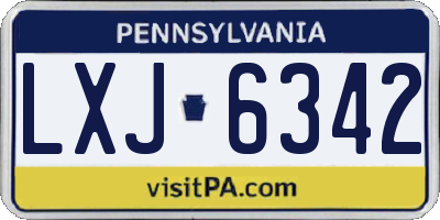 PA license plate LXJ6342