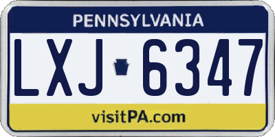 PA license plate LXJ6347