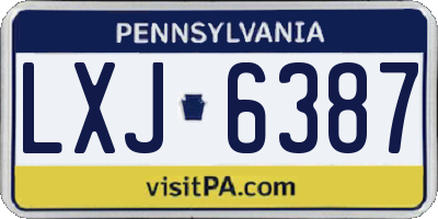PA license plate LXJ6387