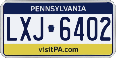 PA license plate LXJ6402