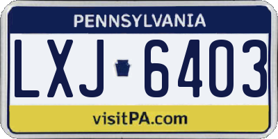 PA license plate LXJ6403