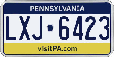 PA license plate LXJ6423