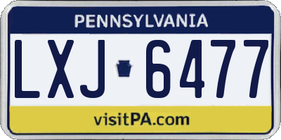 PA license plate LXJ6477