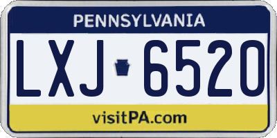 PA license plate LXJ6520