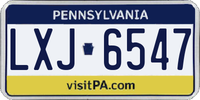 PA license plate LXJ6547