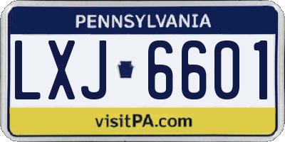 PA license plate LXJ6601