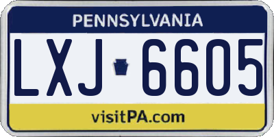 PA license plate LXJ6605